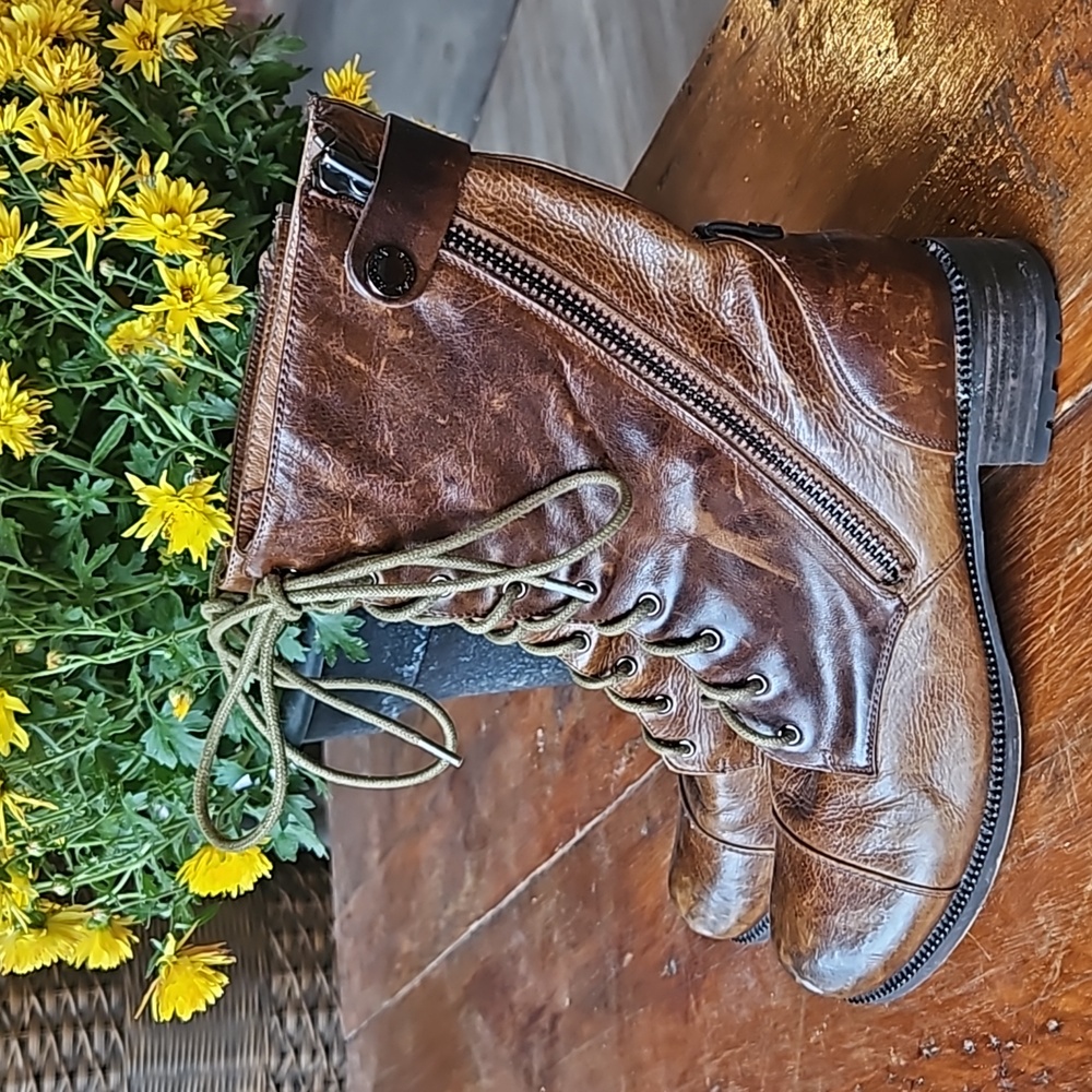 RUDSAK Brown Leather Combat Boots